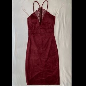 Maroon Velvet Lace-back Dress